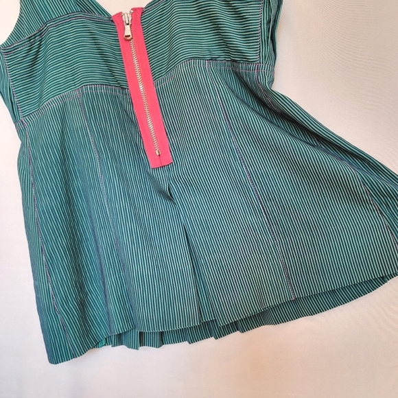Marc by Marc Jacobs Pleated Pinstripe Silk Camisole Baby Doll Vneck Tank Top XS - Picture 6 of 15